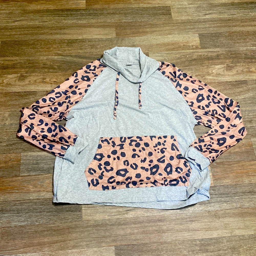 Leopard & Grey Turtle Neck Pullover
